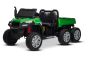 Voiture électrique agricole RIDER 6X6 24V avec transmission intégrale 4x 200W, deux places, verte, batterie lithium, roues EVA, siège double en similicuir, essieux avec suspension, télécommande 2,4 GHz, lecteur MP3 avec entrée USB/AUX, Bluetooth