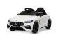 Voiture électrique pour enfants Mercedes CLE 12V avec propulsion arrière, blanche, monoplace, batterie lithium, éclairage LED, siège large, télécommande 2,4 GHz, lecteur MP3 avec entrée USB/AUX et connexion Bluetooth, licence ORIGINALE