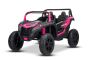 Voiture électrique UTV XXL 24V, rose, deux places, moteur avec différentiel, roues en caoutchouc gonflables, essieux arrière suspendus, frein à disque, siège rembourré, volant réglable, Bluetooth, lecteur MP3 avec entrée USB/SD