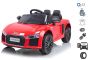 Elektrische auto kind 2 persoons Audi R8 Small, Rood, Originele licentie, Batterijvoeding, Openende deuren, 2x 35W-motor, 12 V-batterij, 2,4 Ghz-afstandsbediening, Zachte EVA-wielen, Vering, Zachte start