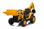 Excavatrice électrique Caterpillar sous licence avec godet de pente et godet d'excavation, monoplace, jaune, entrée USB sur lecteur MP3, propulsion arrière avec 2 moteurs de 30 W et batterie au lithium