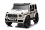Elektrische kinderauto Mercedes-Benz G63 AMG 4x4² Tweezits 12V, wit, MP3-speler met USB/AUX-ingang, 4x4 aandrijving, Accu 12V14Ah, EVA-wielen met vering, Kunstleren stoelen, Afstandsbediening, Licentie