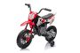 Moto électrique pour enfants MOTOCROSS, Rouge, Batterie 12V, Roues souples EVA, Siège en cuir, Moteur 2 x 25W, Suspension, Cadre en métal, Lecteur MP3 avec Bluetooth, roues auxiliaires
