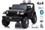 Elektrische auto voor kinderen JEEP Wrangler kinderen elektrische jeep, zwart, Dubbele kunstleren zitting, radio met Bluetooth en USB-ingang, 4x4-aandrijving, Lithiumbatterij, EVA-wielen, verende assen, 2,4 GHz afstandsbediening, licentie