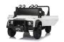 Voiture électrique pour enfants Land Rover Defender 110 SVX 12V, blanche, transmission 4X4, phares LED, suspension avant et arrière, télécommande 2,4 GHz, entrée USB/Aux, Bluetooth, batterie lithium, 4 moteurs de 25W, licence ORIGINALE