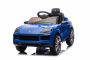 Voiture électrique pour enfants Porsche Cayenne 12V avec traction arrière – Licence officielle (siège unique), bleu, batterie lithium, siège large, essieux suspendus, télécommande 2,4 GHz, lecteur MP3 avec entrée USB/AUX, feux LED