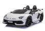 Voiture électrique Lamborghini Aventador 12V pour deux utilisateurs, Blanc, Portes à ouverture verticale, Moteur 2 x 12V, Batterie 12V, Télécommande 2,4 Ghz, Roues EVA souples, Suspension, Démarrage progressif, Lecteur MP3 avec USB, Licence d'origine