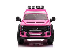 Electric Ride-On Toy Car Ford Duty 24V roze, tweezitter, 4X4-aandrijving met krachtige 24V-motoren en vering, dubbele EVA-wielen achter,Kunstleer zitting, 2,4 GHz afstandsbediening, led-lichthelling, mp3-speler met USB-ingang, ORIGINELE licentie