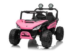 Voiture électrique pour enfants T-REX Ride 4x4, deux places, 24V, rose, lecteur MP3 avec entrée USB/AUX, transmission 4x4, batterie au lithium, suspension, télécommande, phares LED