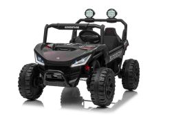 Voiture électrique pour enfants T-REX Ride 4x4, deux places, 24V, noir, lecteur MP3 avec entrée USB/AUX, transmission 4x4, batterie au lithium, suspension, télécommande, phares LED