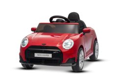 Voiture électrique BMW Mini Cooper 12V, rouge, lecteur MP3 avec connexion USB et Bluetooth, télécommande 2,4 GHz, moteur 2 x 25 W, batterie lithium, phares LED, licence ORIGINALE