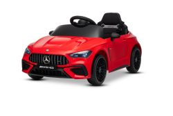 Voiture électrique pour enfants Mercedes CLE 12V avec propulsion arrière, rouge, monoplace, batterie lithium, éclairage LED, siège large, télécommande 2,4 GHz, lecteur MP3 avec entrée USB/AUX et connexion Bluetooth, licence ORIGINALE