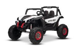 Electric Ride-On Toy Car RSX White - 2.4Ghz, 24V, 4 X MOTOR, remote control, two-seats in leather, Soft EVA wheels, FM Radio, Bluetooth