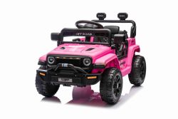 Voiture électrique pour enfants OFFROAD NEW avec traction arrière, rose, batterie lithium, châssis haut, siège large, suspension arrière, télécommande 2,4 GHz, lumières LED