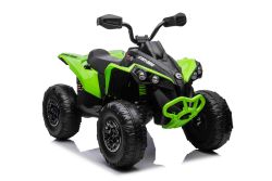 Can-am Renegade Elektrische Quad voor Kinderen, groen, eenzitter, voor- en achtervering, LED-verlichting, Lithiumbatterij, 2 x 35W motoren, zachte EVA-wielen, MP3-speler met USB/AUX-ingang, gelicentieerd