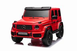 Voiture électrique pour enfants Mercedes-Benz G63 AMG 4x4² Biplace 12V, rouge, Lecteur MP3 avec entrée USB/AUX, Conduite 4x4, Batterie 12V14Ah, Roues EVA avec suspension, Sièges en similicuir, Télécommande, Licence