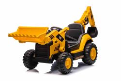 Excavatrice électrique Caterpillar sous licence avec godet de pente et godet d'excavation, monoplace, jaune, entrée USB sur lecteur MP3, propulsion arrière avec 2 moteurs de 30 W et batterie au lithium
