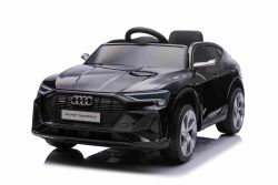 Elektrische kinderauto Audi E-tron Sportback 12V, zwart, brede eenpersoonsstoel met 3-punts veiligheidsgordel, 2,4 GHz afstandsbediening, USB/AUX-aansluiting, vering, lithiumbatterij, LED-verlichting, 2 x 25W motor, ORIGINELE licentie