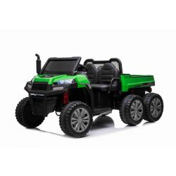 Voiture électrique agricole RIDER 6X6 avec 4 roues motrices, batterie 2x12V, roues EVA, essieux suspendus, télécommande 2,4 GHz, biplace, lecteur MP3 avec entrée USB / SD, Bluetooth