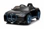 Voiture électrique à chevaucher BMW i4, noire, télécommande 2,4 GHz, USB/AUX/Bluetooth, suspension de roue arrière, batterie 12V, lumières LED, moteur 2 X 25W, licence ORIGINAL