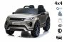 Porteur électrique Range Rover EVOQUE, peint en gris, siège en similicuir simple, lecteur MP3 avec entrée USB, lecteur 4x4, batterie 12V10Ah, roues EVA, axes de suspension, démarrage à clé, télécommande Bluetooth 2,4 GHz, sous licence